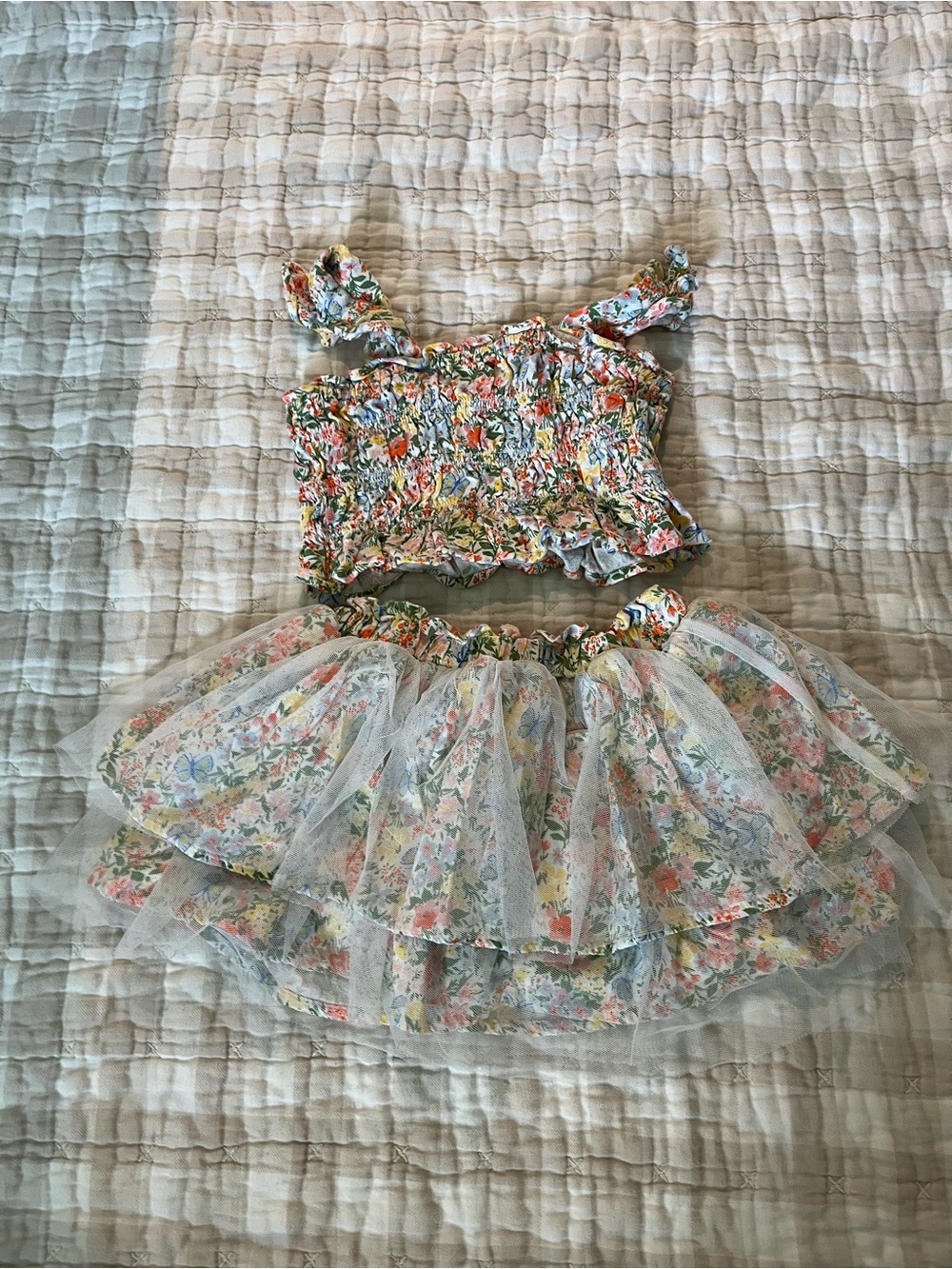 Old Navy Pastel Floral Tulle Two-Piece Skirt And Top